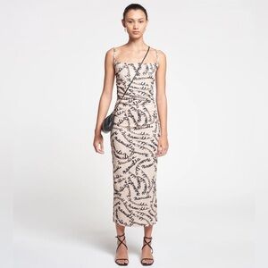 Nanushka Alexa Ruched Mesh Jersey Midi Dress size L